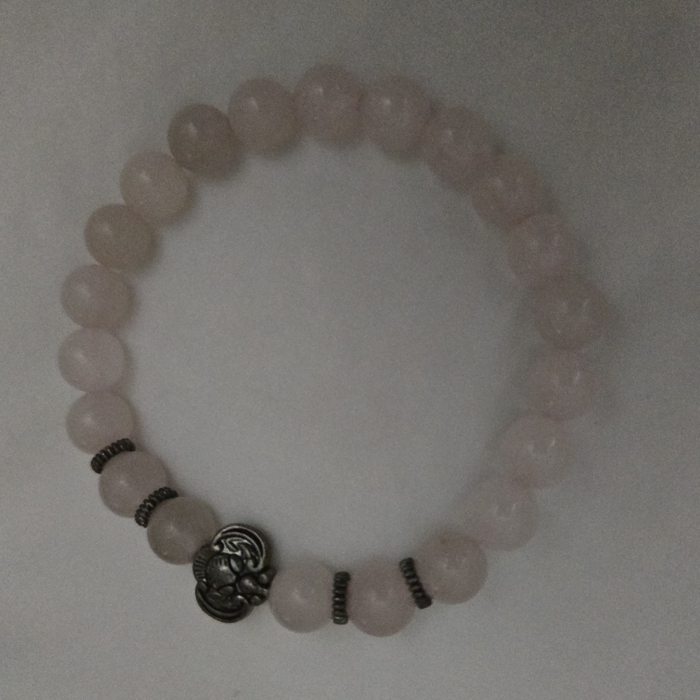 Rose Quartz Bracelet With Charm And Beeded Detail - New